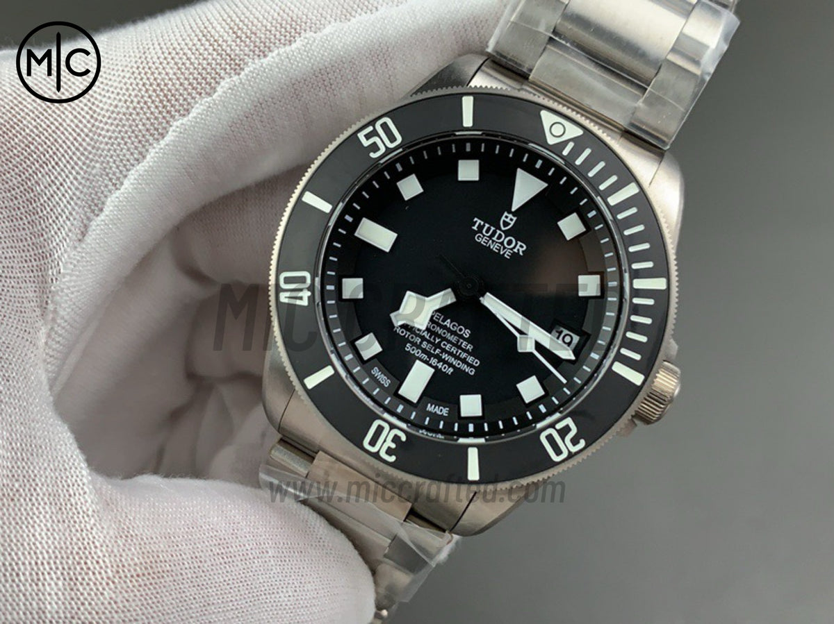 Pelagos 42mm Titanium Black Ceramic Black Dial on Titanium Bracelet – Premium Edition