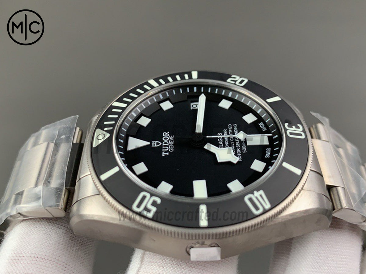 Pelagos 42mm Titanium Black Ceramic Black Dial on Titanium Bracelet – Premium Edition