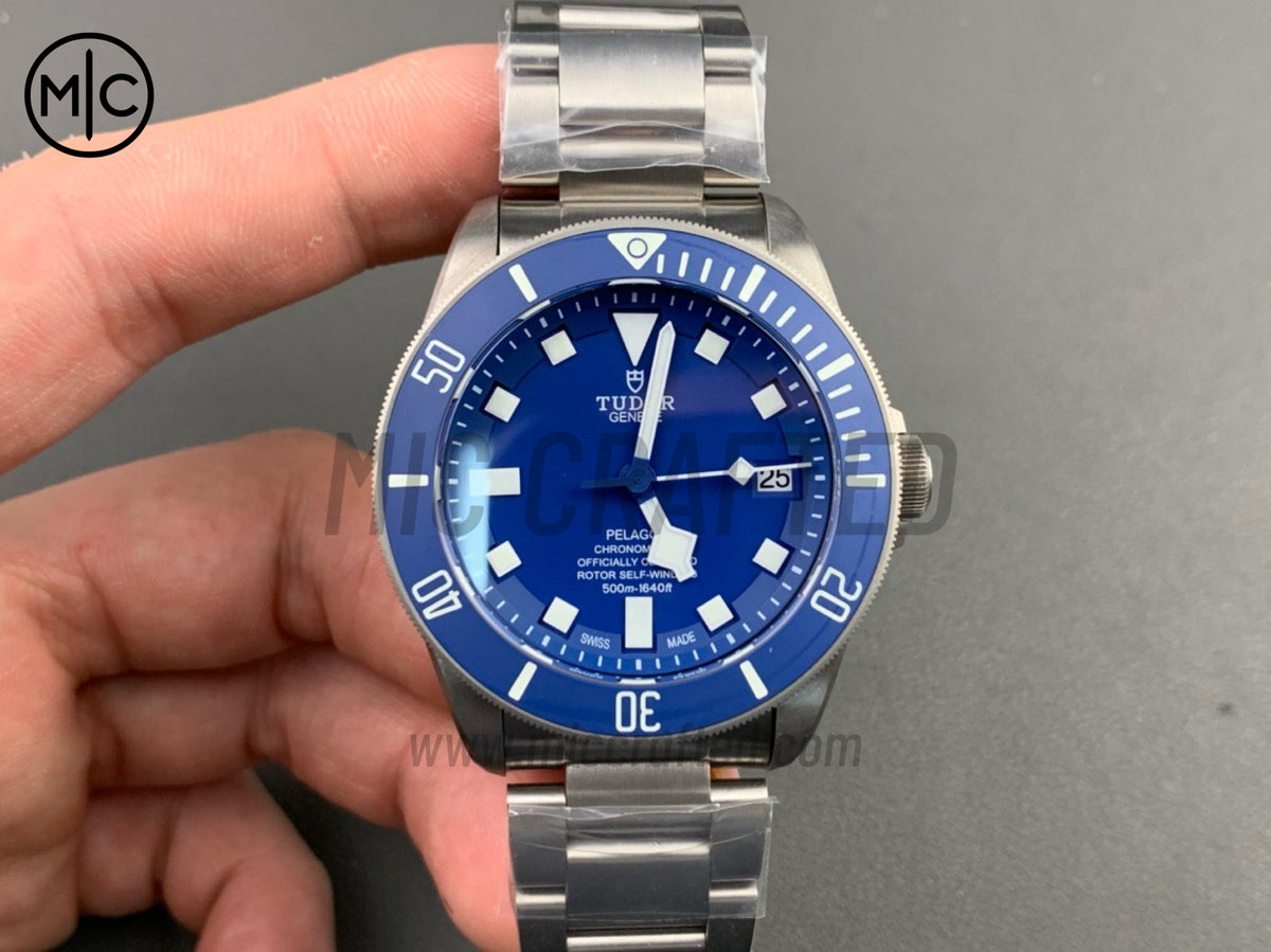 Pelagos 42mm Titanium Blue Ceramic Blue Dial on Titanium Bracelet  – Premium Edition
