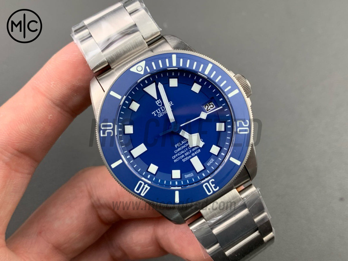 Pelagos 42mm Titanium Blue Ceramic Blue Dial on Titanium Bracelet  – Premium Edition