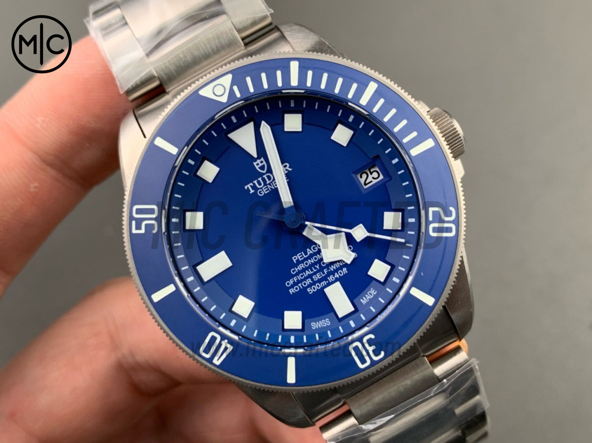 Pelagos 42mm Titanium Blue Ceramic Blue Dial on Titanium Bracelet  – Premium Edition
