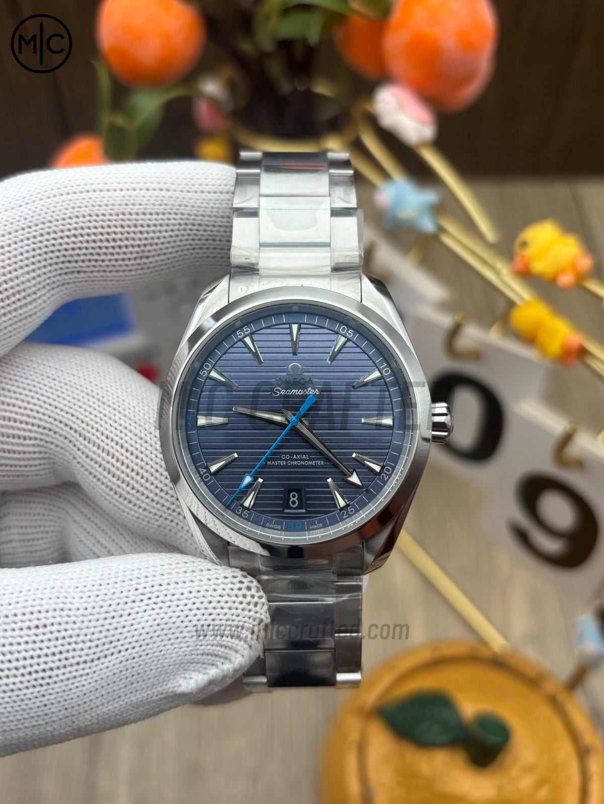 Aqua Terra 150M 41mm Master Chronometers Light Blue Dial Blue Hand on SS Bracelet – Premium Edition