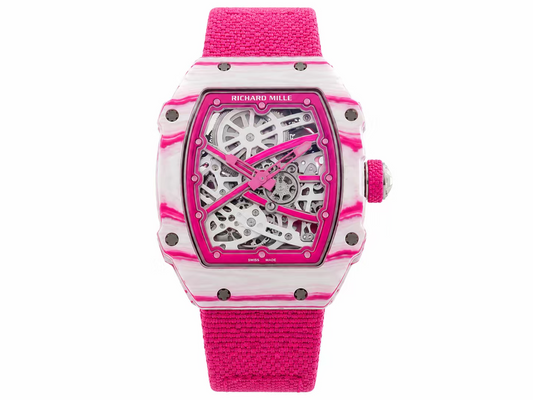 Richard Mille RM67-02 White NTPT Handcrafted Edition Skeleton Dial on Pink Nylon Strap — CRMA7 Skeleton Movement