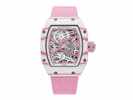 Richard Mille RM67-02 White NTPT Handcrafted Edition Skeleton Dial on Pink Nylon Strap — CRMA7 Skeleton Movement