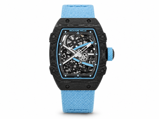 Richard Mille RM67-02 Black NTPT Handcrafted Edition Skeleton Dial on Blue Nylon Strap — CRMA7 Skeleton Movement