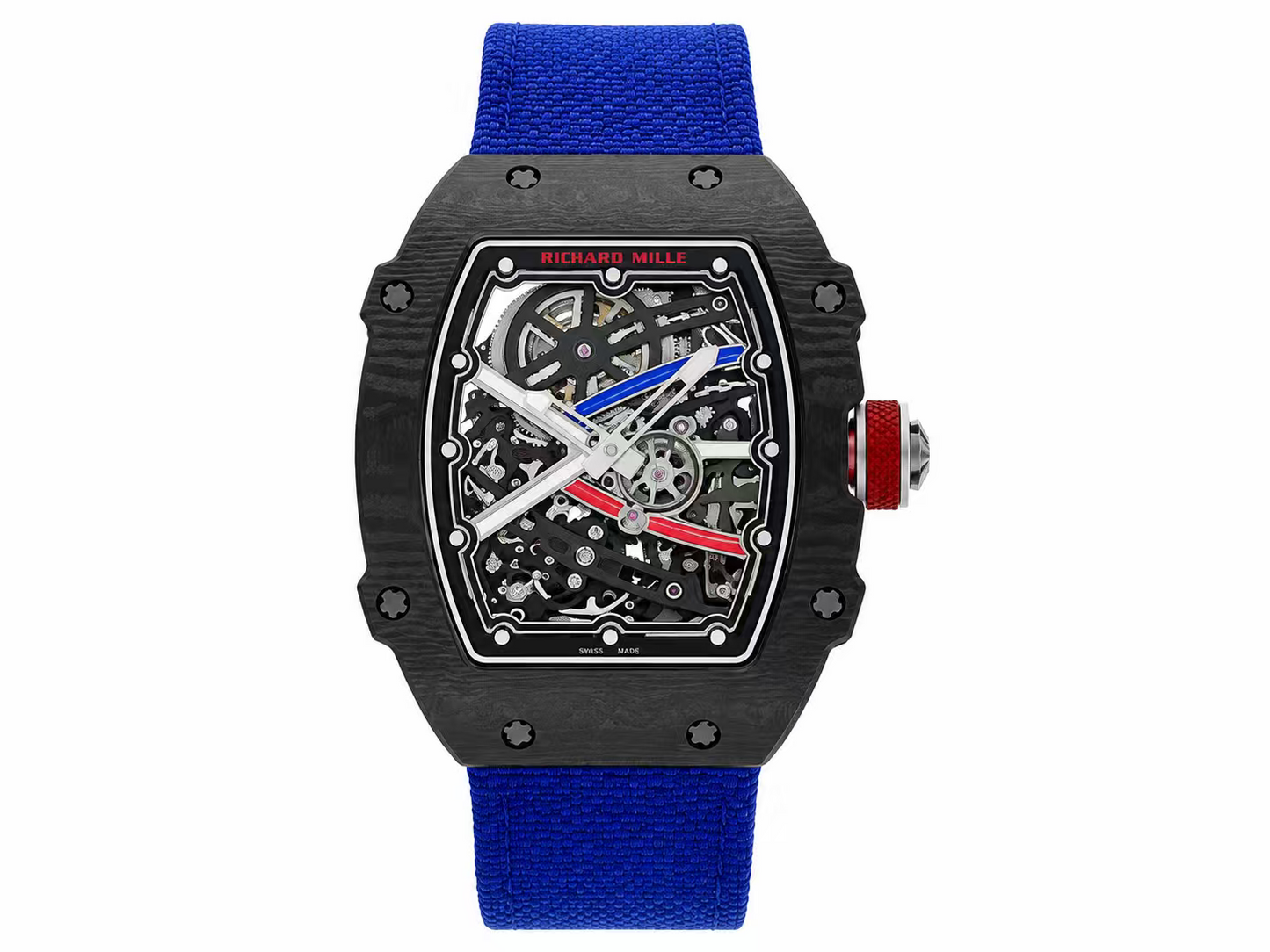 Richard Mille RM67-02 Black NTPT Handcrafted Edition Skeleton Dial on Blue Nylon Strap — CRMA7 Skeleton Movement