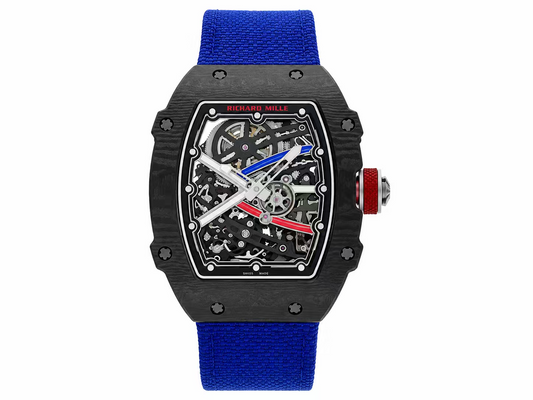 Richard Mille RM67-02 Black NTPT Handcrafted Edition Skeleton Dial on Blue Nylon Strap — CRMA7 Skeleton Movement
