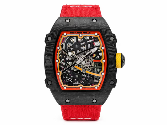 Richard Mille RM67-02 Black NTPT Handcrafted Edition Skeleton Dial on Yellow Nylon Strap — CRMA7 Skeleton Movement