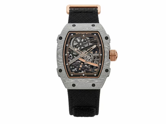 Richard Mille RM67-02 Gray NTPT Handcrafted Edition Skeleton Dial on Black Nylon Strap — CRMA7 Skeleton Movement
