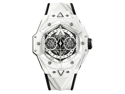 Big Bang Sang Bleu II White Ceramic on Green Rubber Strap – Premium Edition