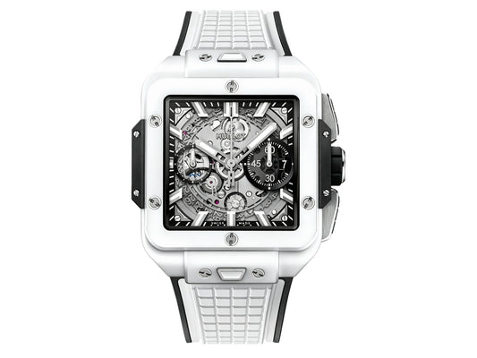 Square Bang Unico White Ceramic on Rubber Strap – Premium Edition