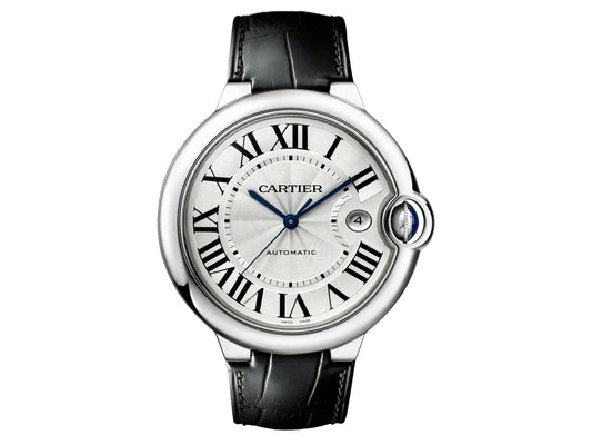 Ballon Bleu 42mm SS White Texture Dial on Black Leather Strap – Premium Edition
