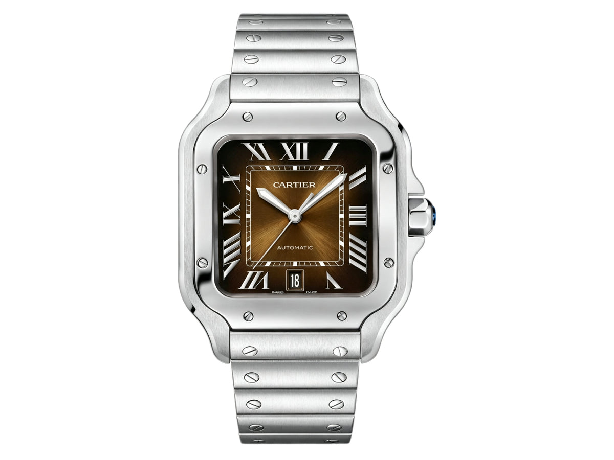 Santos De Cartier 40mm 棕色錶盤配 SS SmartLinks 錶鏈 - 尊享版