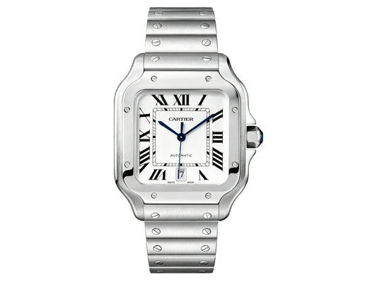 Santos De Cartier 40mm White Dial on SS SmartLinks Bracelet – Premium Edition