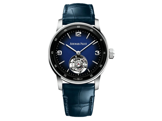 Code 11.59 26396BC 41mm Tourbillon SS Gradient Blue Dial on Black Leather Strap – Premium Edition