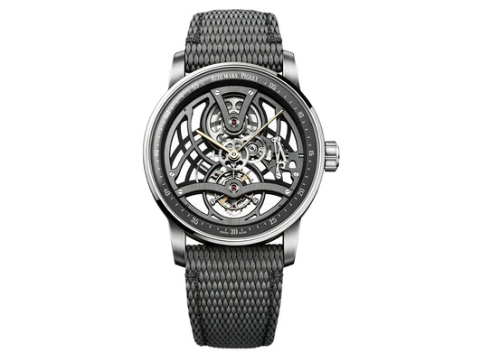 Code 11.59 41mm 26600 Tourbillon SS/RG Black Skeleton Dial on Gray Nylon Strap – Premium Edition