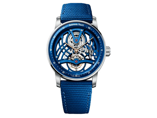 Code 11.59 41mm 26600 Tourbillon SS Blue Skeleton Dial on Blue Nylon Strap – Premium Edition