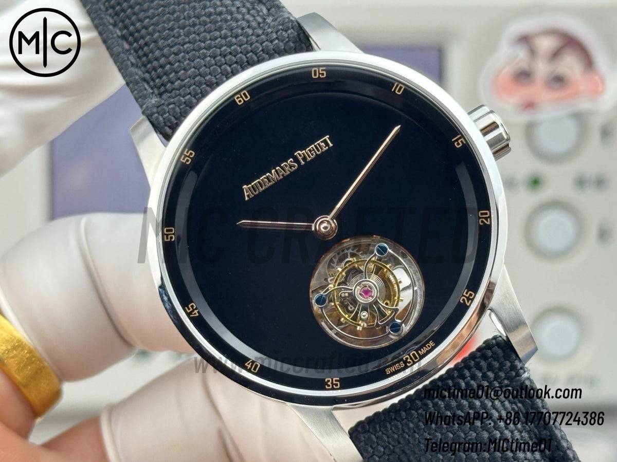 Code 11.59 26396NB 41mm 陀飛輪 SS 黑色錶盤 黑色尼龍錶帶 – 尊貴版