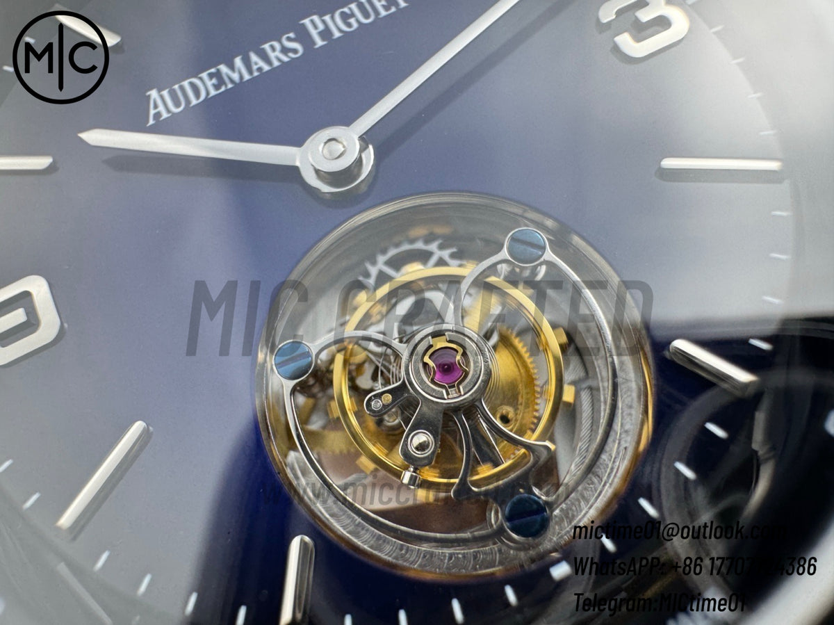 Code 11.59 26396BC 41mm Tourbillon SS Gradient Blue Dial on Black Leather Strap – Premium Edition