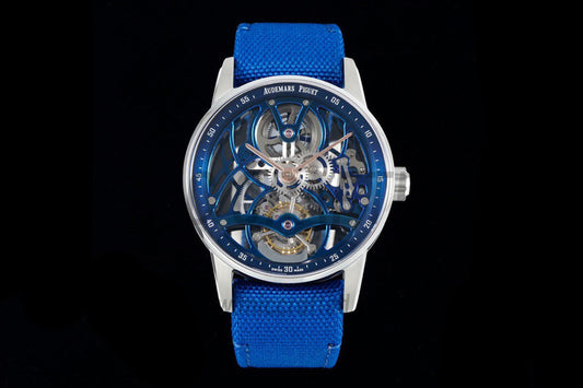 Code 11.59 41mm 26600 Tourbillon SS Blue Skeleton Dial on Blue Nylon Strap – Premium Edition