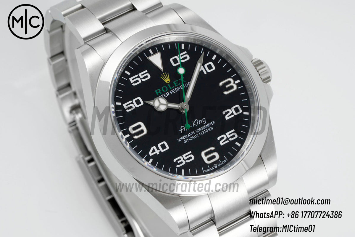 Air-King 126900 40mm 904L Steel Black Dial on SS Bracelet – Premium Edition