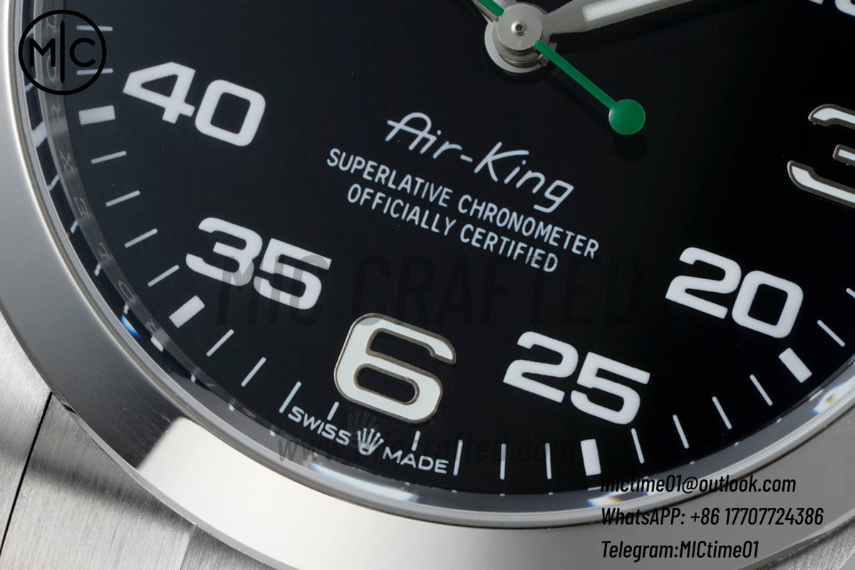 Air-King 126900 40mm 904L Steel Black Dial on SS Bracelet – Premium Edition