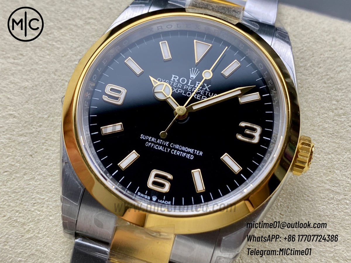 Explorer 124273 36mm 904L Steel Black Dial on SS/YG Bracelet – Premium Edition