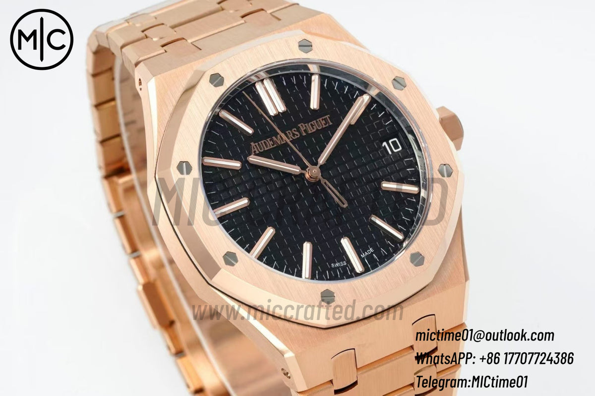 Royal Oak 41mm 15510 RG Black Dial on RG Bracelet – Premium Edition