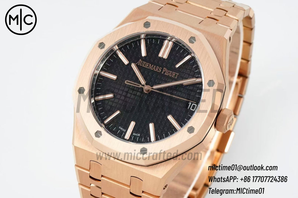 Royal Oak 41mm 15510 RG Black Dial on RG Bracelet – Premium Edition