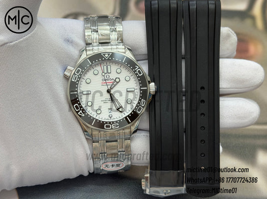 Seamaster Diver 300M SS Black Ceramic White Dial on SS Bracelet – Premium Edition
