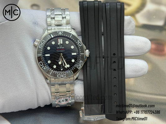 Seamaster Diver 300M SS Black Ceramic Black Dial on SS Bracelet – Premium Edition