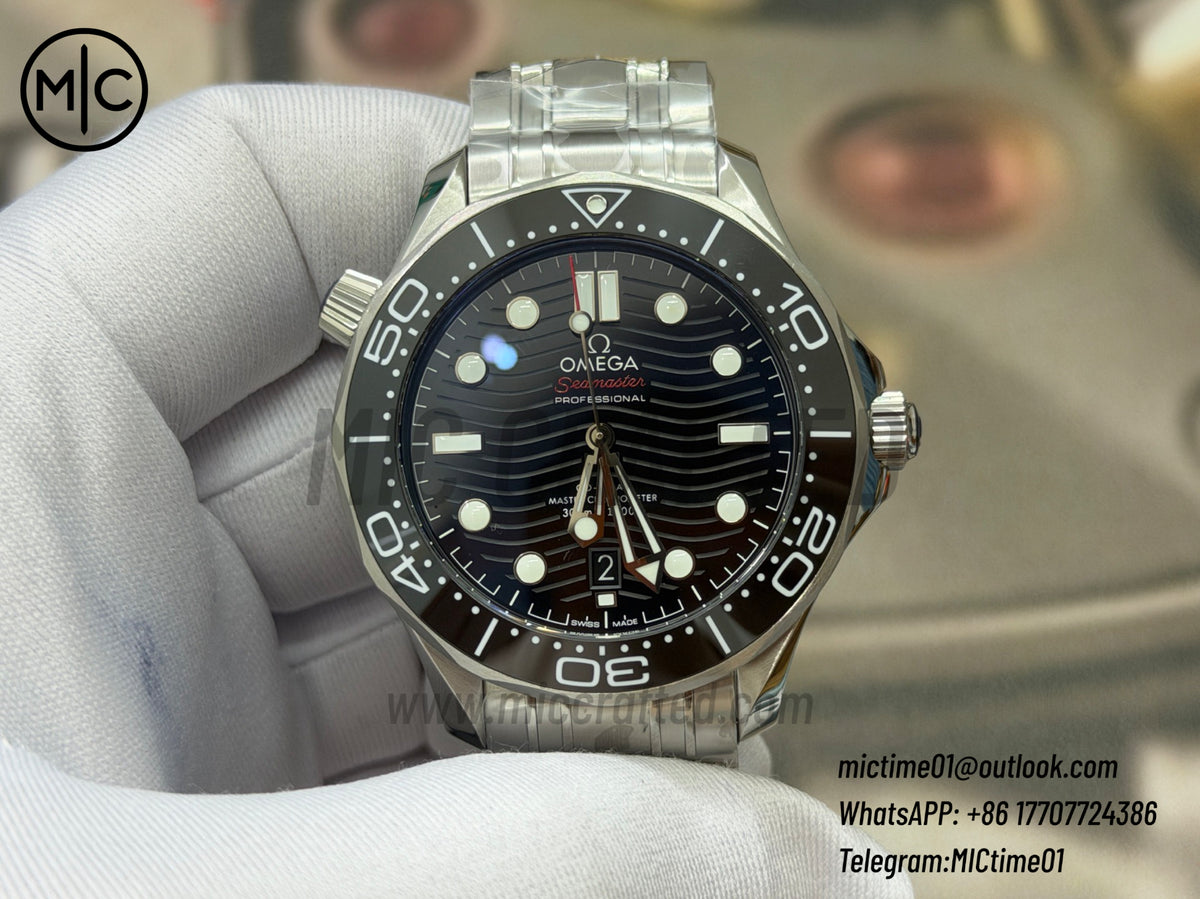 Seamaster Diver 300M SS Black Ceramic Black Dial on SS Bracelet – Premium Edition