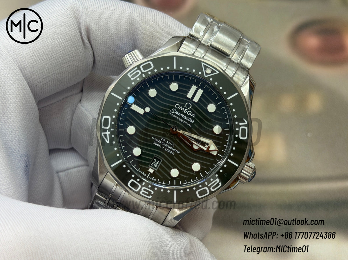 Seamaster Diver 300M SS Green Ceramic Green Dial on SS Bracelet – Premium Edition
