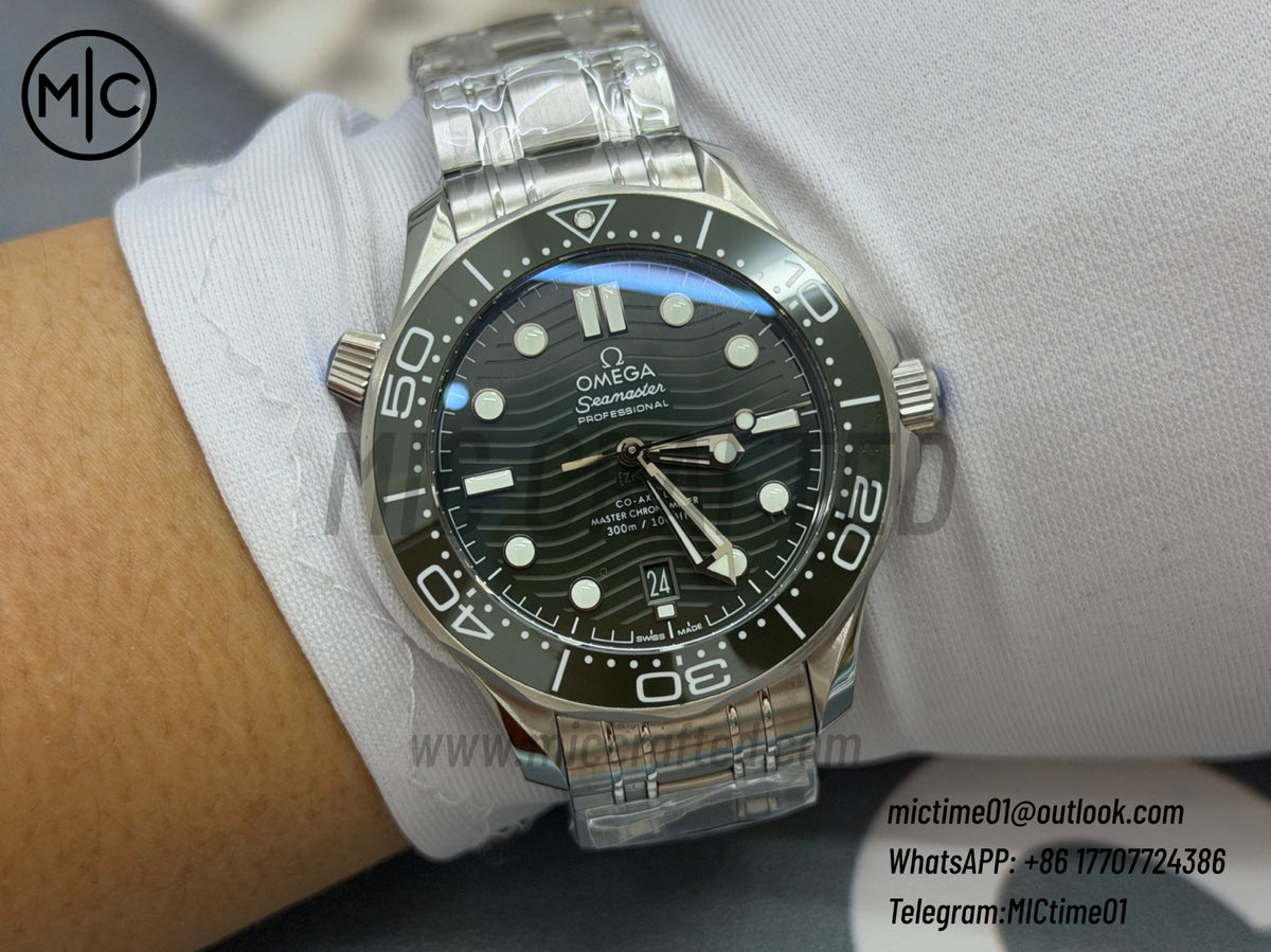 Seamaster Diver 300M SS Green Ceramic Green Dial on SS Bracelet – Premium Edition