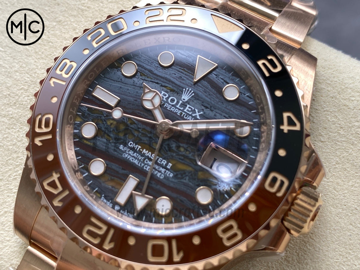 GMT-Master II 126715 CHNR 904L 虎眼石錶盤配 RG 錶鏈 - 尊享版
