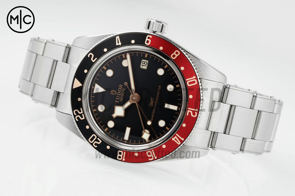 Black Bay 58 GMT 39mm Black/Red SS Black Dial on Rivet Bracelet – Premium Edition