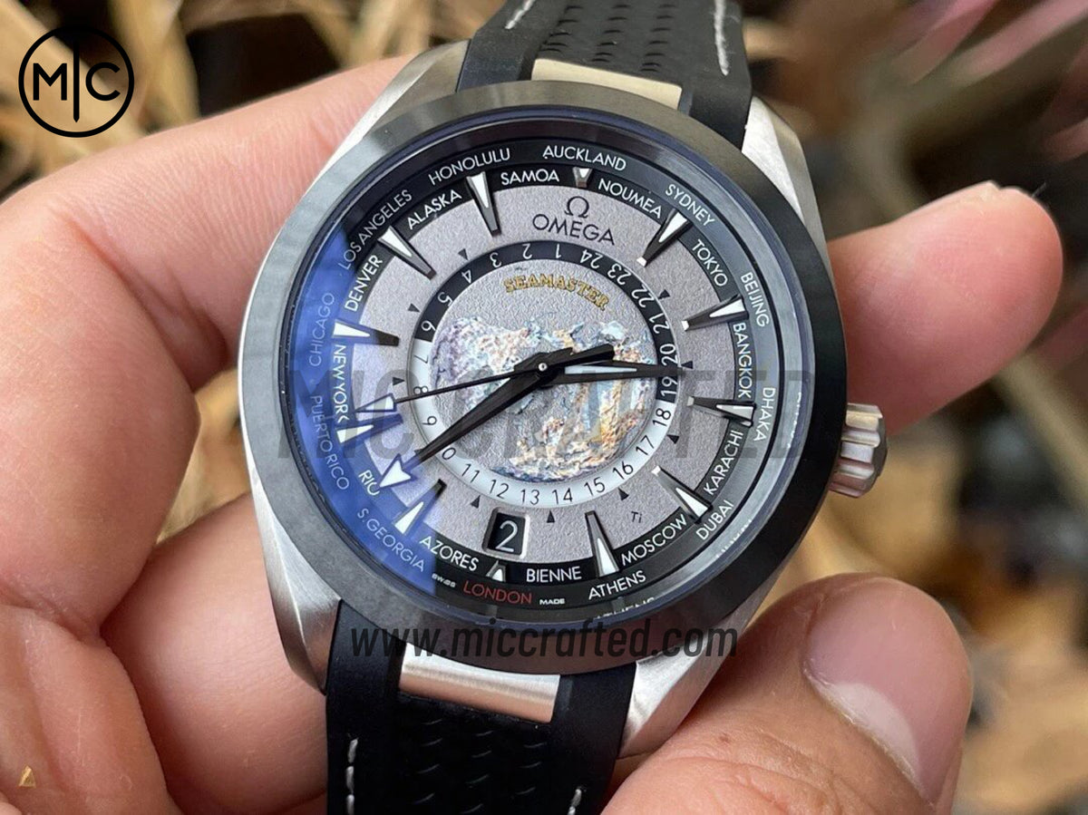 Aqua Terra GMT Worldtimer 43mm Titanium on Rubber Strap – Premium Edition