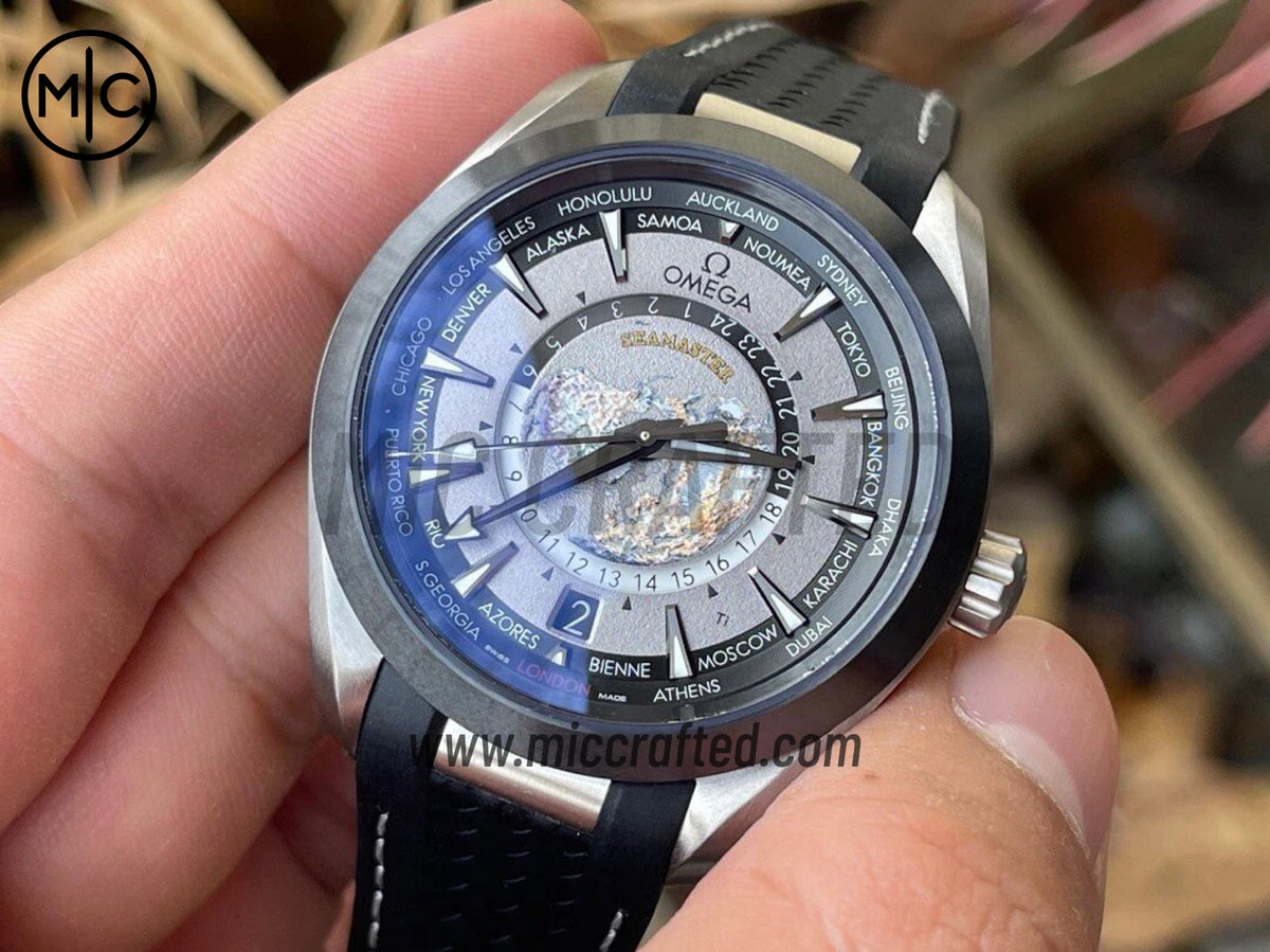 Aqua Terra GMT Worldtimer 43mm Titanium on Rubber Strap – Premium Edition