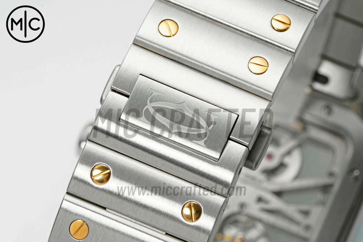 Santos Skeleton 40mm 不鏽鋼/黃金鏤空錶面，搭配不鏽鋼/黃金錶鏈 - 尊貴版