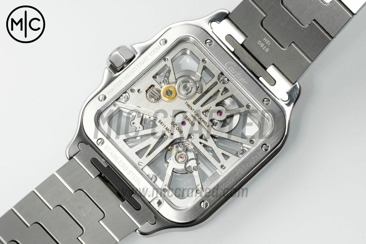 Santos Skeleton 40mm 不鏽鋼/黃金鏤空錶面，搭配不鏽鋼/黃金錶鏈 - 尊貴版