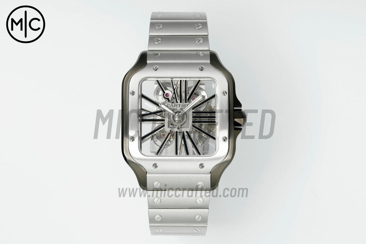 Santos Skeleton 40mm 不鏽鋼/PVD 鏤空錶面，搭配不鏽鋼 SmartLink 錶鏈 - 尊貴版