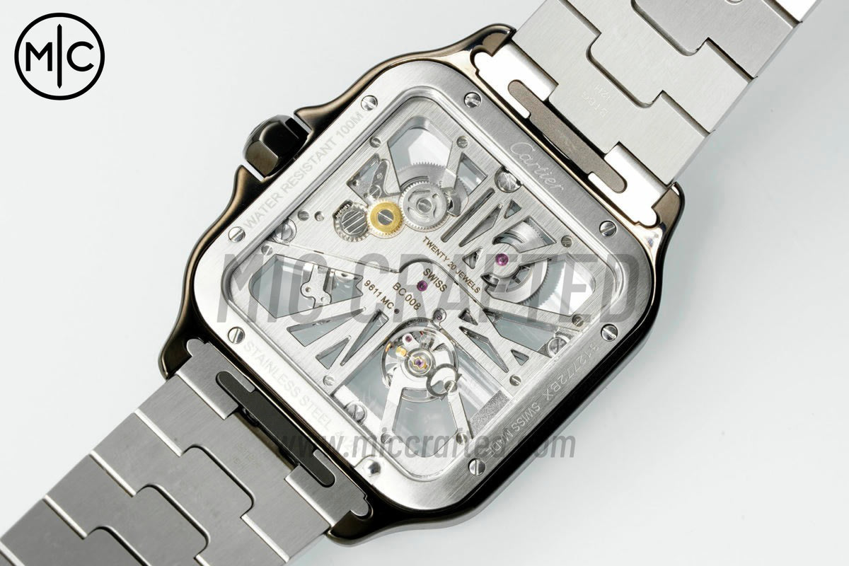 Santos Skeleton 40mm 不鏽鋼/PVD 鏤空錶面，搭配不鏽鋼 SmartLink 錶鏈 - 尊貴版
