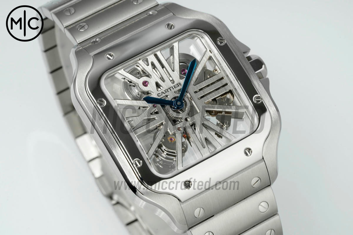 Santos Skeleton 40mm 不鏽鋼鏤空錶面，搭配不鏽鋼 SmartLink 錶鏈 - 尊貴版