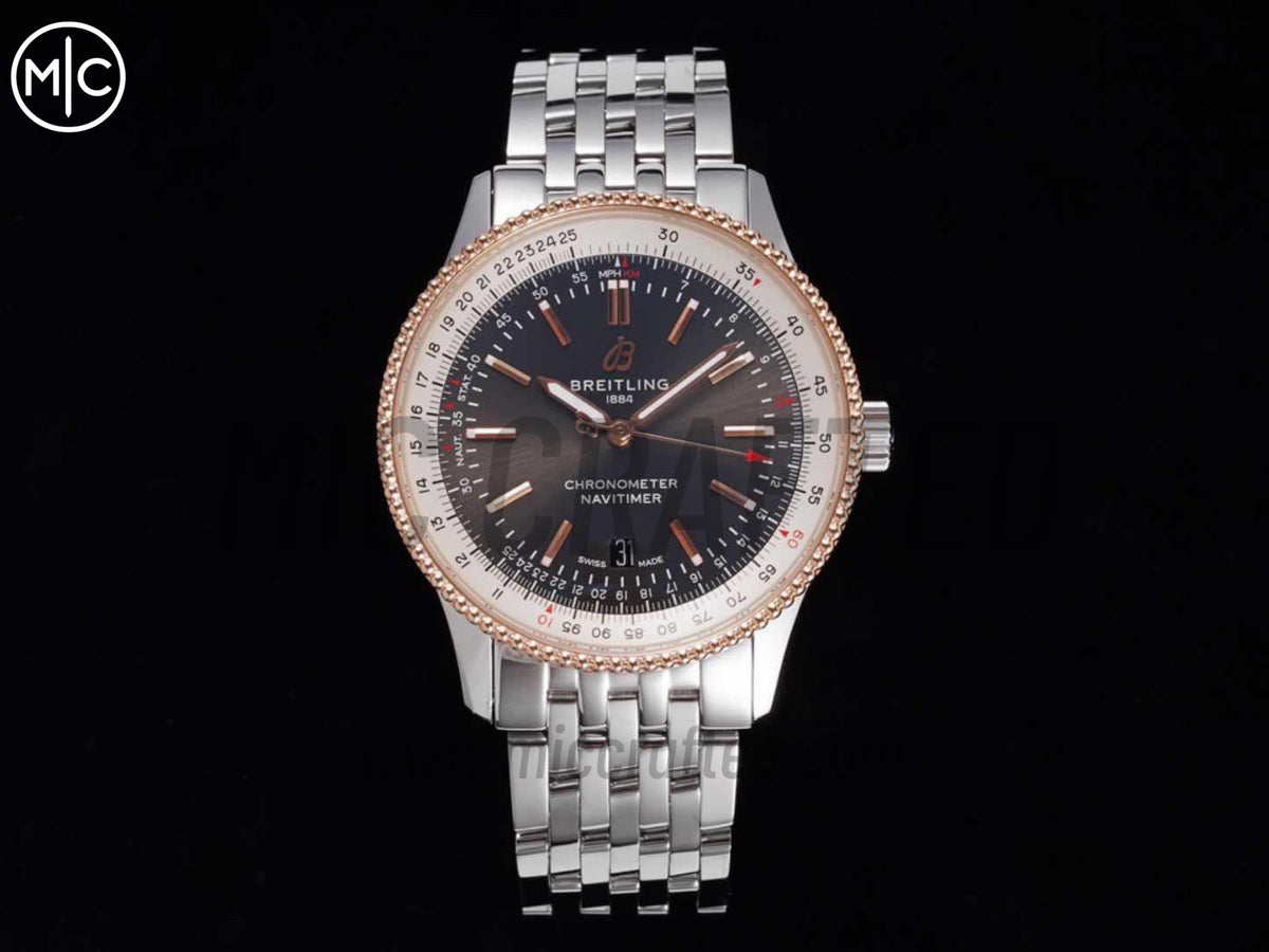 Navitimer 41mm Date SS 灰色錶盤 RG 錶圈配 SS 錶鏈 – Premium Edition