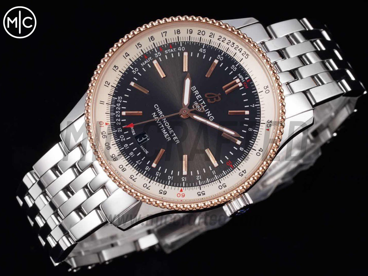 Navitimer 41mm Date SS 灰色錶盤 RG 錶圈配 SS 錶鏈 – Premium Edition