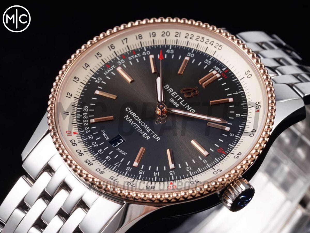 Navitimer 41mm Date SS 灰色錶盤 RG 錶圈配 SS 錶鏈 – Premium Edition