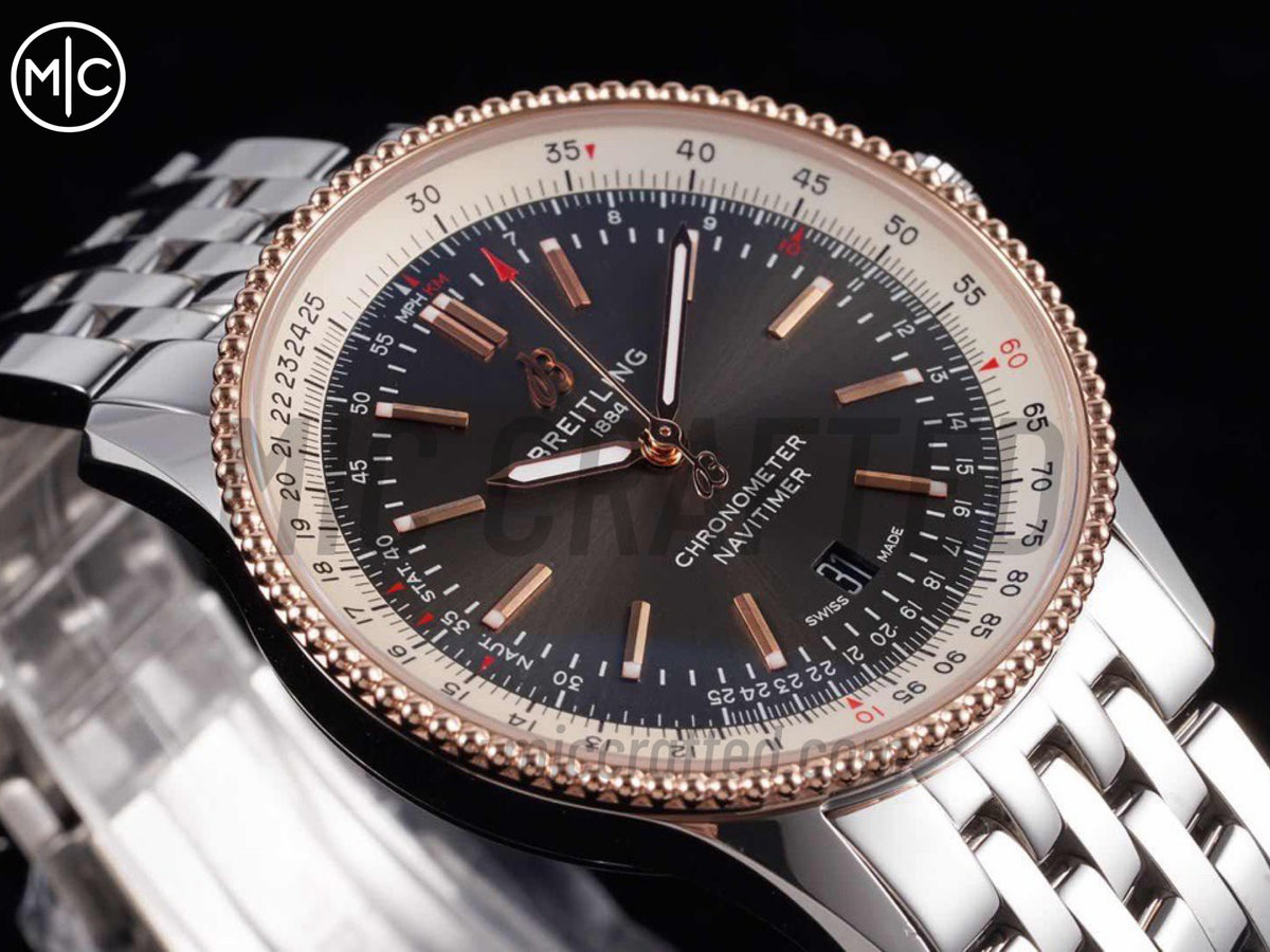 Navitimer 41mm Date SS 灰色錶盤 RG 錶圈配 SS 錶鏈 – Premium Edition