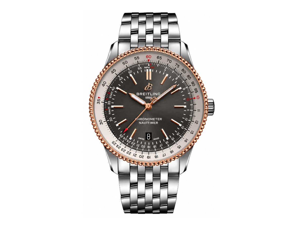 Navitimer 41mm Date SS 灰色錶盤 RG 錶圈配 SS 錶鏈 – Premium Edition
