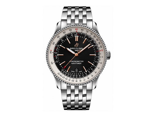 Navitimer 41mm Date SS Black Dial on SS Bracelet – Premium Edition