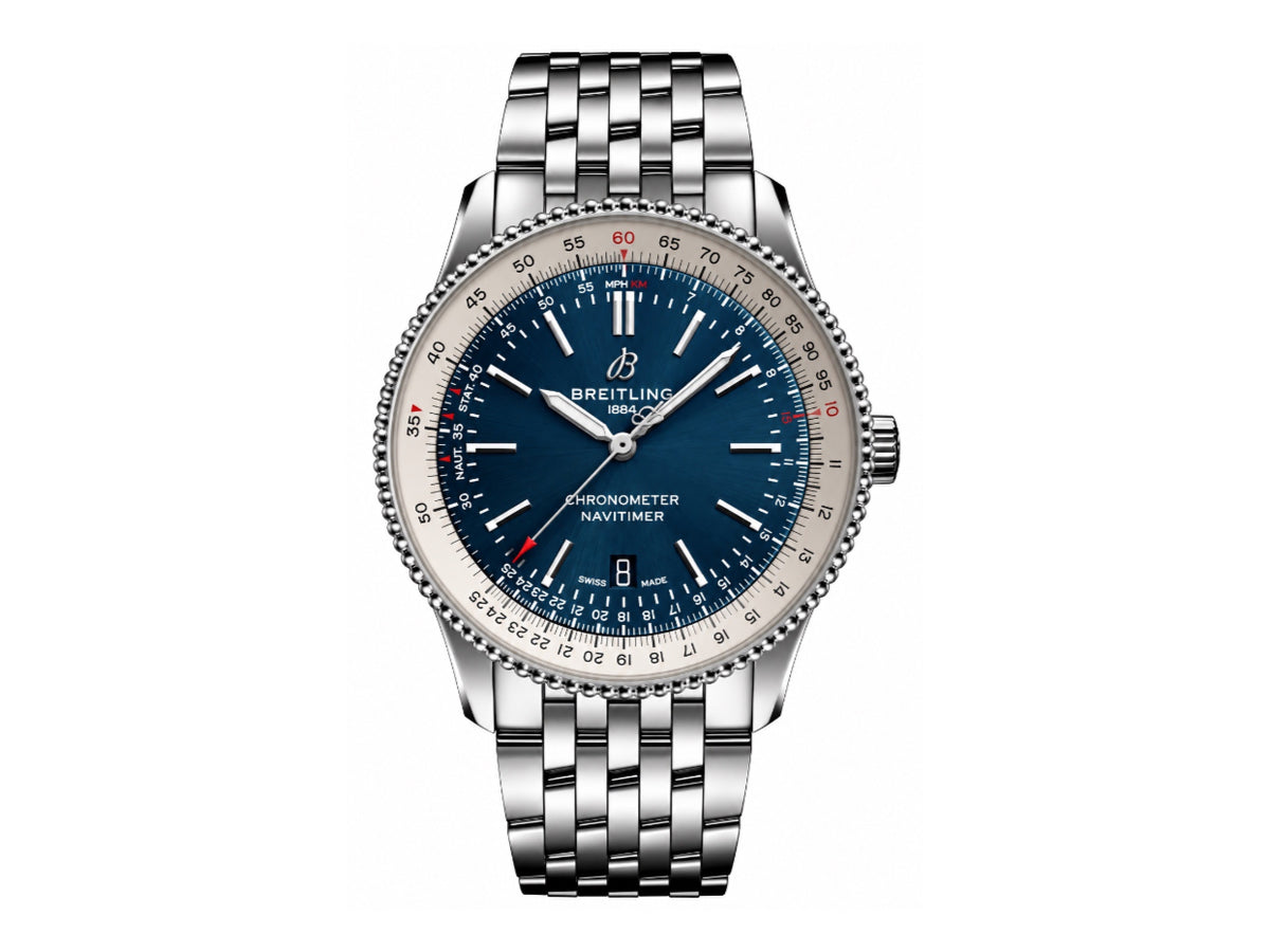 Navitimer 41mm Date SS Blue Dial on SS Bracelet – Premium Edition